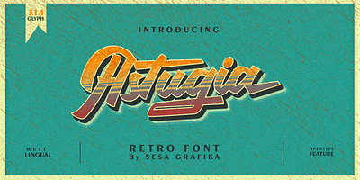 Astugia a Retro Font apparel bold branding creative design font grapich illustration lettering logo logotype retro script typedesign typeface vintage