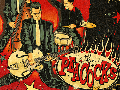 THE PEACOCKS cd cover digital art illustration inking nft rock