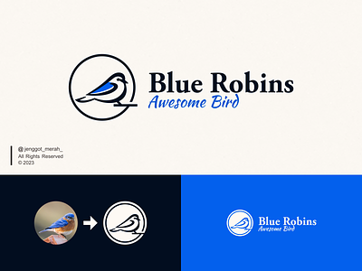 Blue Robins Bird Logo Design animal bird blue blue robins branding elegant icon incorporation line line art lines logo love luxury mark robins simple symbol vector wing