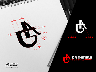 GA Initials Logo Design branding company creative design ga geometric grid icon initial initials letter logo logo mark modern monogram simple sport symbol vector wordmark