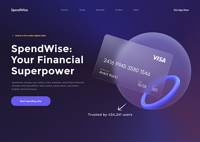 Hero section for SpendWise - a finance management app herosection ui design webdesign website