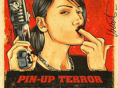 PIN-UP TERROR digital art illustration inking nft pin up poster