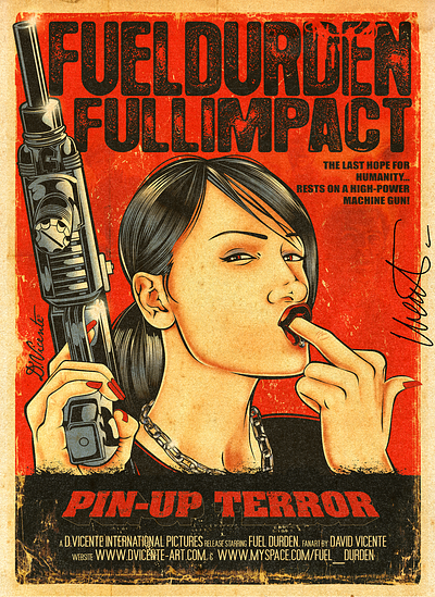 PIN-UP TERROR digital art illustration inking nft pin up poster