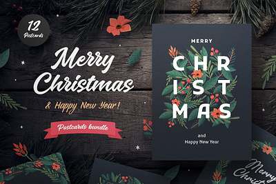 Set of Christmas flyers background card christmas december happy holiday invitation merry merry christmas card merry christmas design merry christmas flyer new new year new year card new year flyer party postcard set of christmas flyers template year