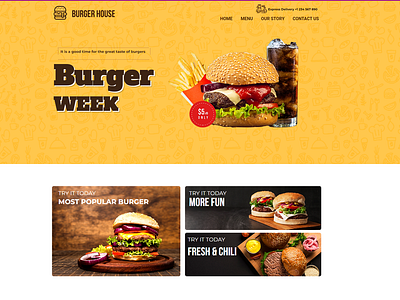 Burger website design burger website design fiverr freelancer freelancing illustration landing page design restuarant website ui upwork web design wordpress