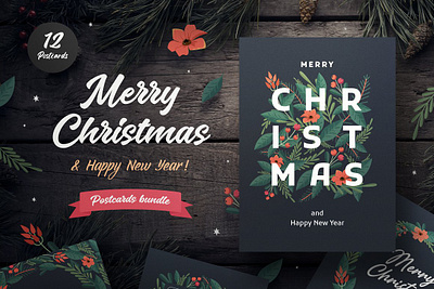 Set of Christmas flyers christmas december design happy holiday invitation merry merry christmas card merry christmas design merry christmas flyer new year new year card new year flyer party postcard set of christmas flyers template winter