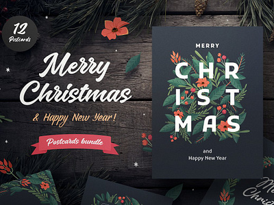 Set of Christmas flyers christmas december design happy holiday invitation merry merry christmas card merry christmas design merry christmas flyer new year new year card new year flyer party postcard set of christmas flyers template winter