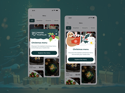 Christmas Styled Popup app christmas clean delivery design food menu popup simple design ui