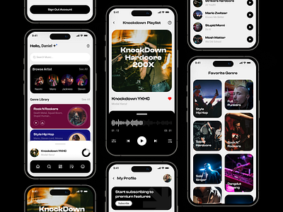 Music Streaming Mobile Apps album app app design audio listen melody mobile app music streaming playlist sing song sound spotify stream streaming streaming app ui uiux