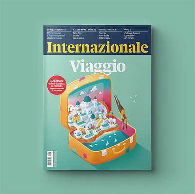 Cover for Internazionale magazine concpetual cover editorial greece holiday illustration isometric suitcase summer travel