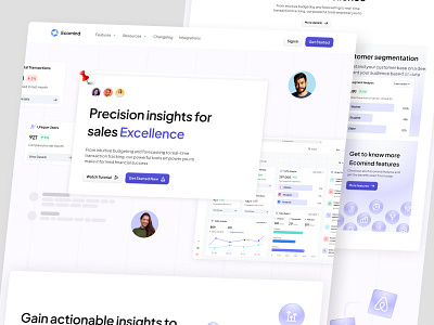 Ecomind - Sales Analytic Landing Page 📊 bussiness clean ecommerce expense funnel landing page minimalist saas saas landing page sales sales analytic sales management top products traffic traffic analytic ui web web design website