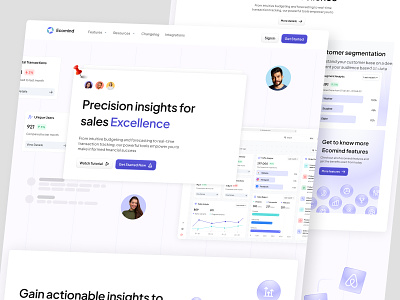 Ecomind - Sales Analytic Landing Page 📊 bussiness clean ecommerce expense funnel landing page minimalist saas saas landing page sales sales analytic sales management top products traffic traffic analytic ui web web design website