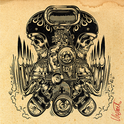 BOWL-A-RAMA david vicente design digital art illustration inking kustom kulture nft