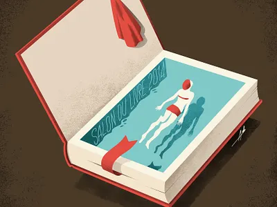 Personal work book conceptual editorial illustration literary reading sport swimming water