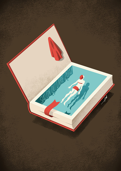 Personal work book conceptual editorial illustration literary reading sport swimming water