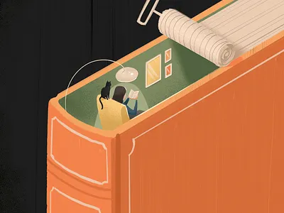 Personal work book cat conceptual culture home illustration library literary reading relax