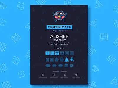 Certificate Design affinity designer certificate design champioship certificate dark design design event design flat flat design graphic design rubiks cube speedcubing