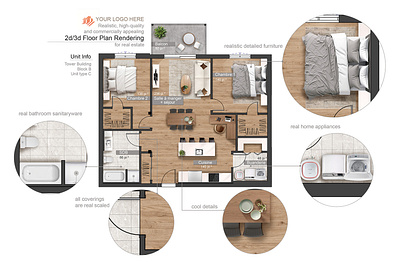 2d/3d Floor Plan Rendering For Real Estate Marketing 2d 3d apartment branding design estate floor floorplan furniture layout marketing plan presentation print property real realestte render sales unit