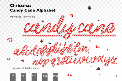 Christmas Candy Cane Alphabet alphabet calligraphy candy letters christmas december decoration decorative font dessert festive font food gift happy holidays merry merry christmas mint noel red sign stick