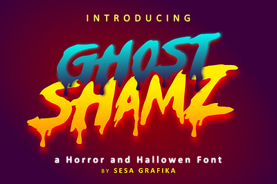 Ghost Shamz Font blood font branding dark design display fonts game ghost graphic design halloween horror lava font movie poster scary font shadow