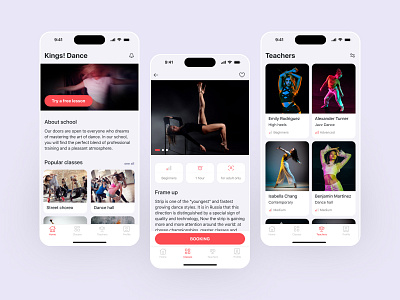 Dance School Mobile App app design ui ux