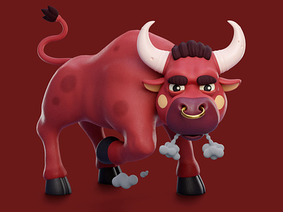 Angry Bull is Watching You 3d blender bull character game design illustration mascot model ox sculpt stylized
