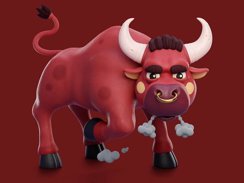 Angry Bull is Watching You 3d blender bull character game design illustration mascot model ox sculpt stylized