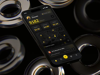 UI for a Gas Station Mobile App 3d mobile app black and yellow clean ui convenience store dark yellow design figma fuel gas station mobile mobile app mobile design mobile gas station modern new app pumps service station ui yellow color