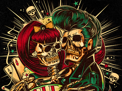 TRUE ROMANCE branding david vicente design digital art illustration inking kooples kustom kulture nft rock skull