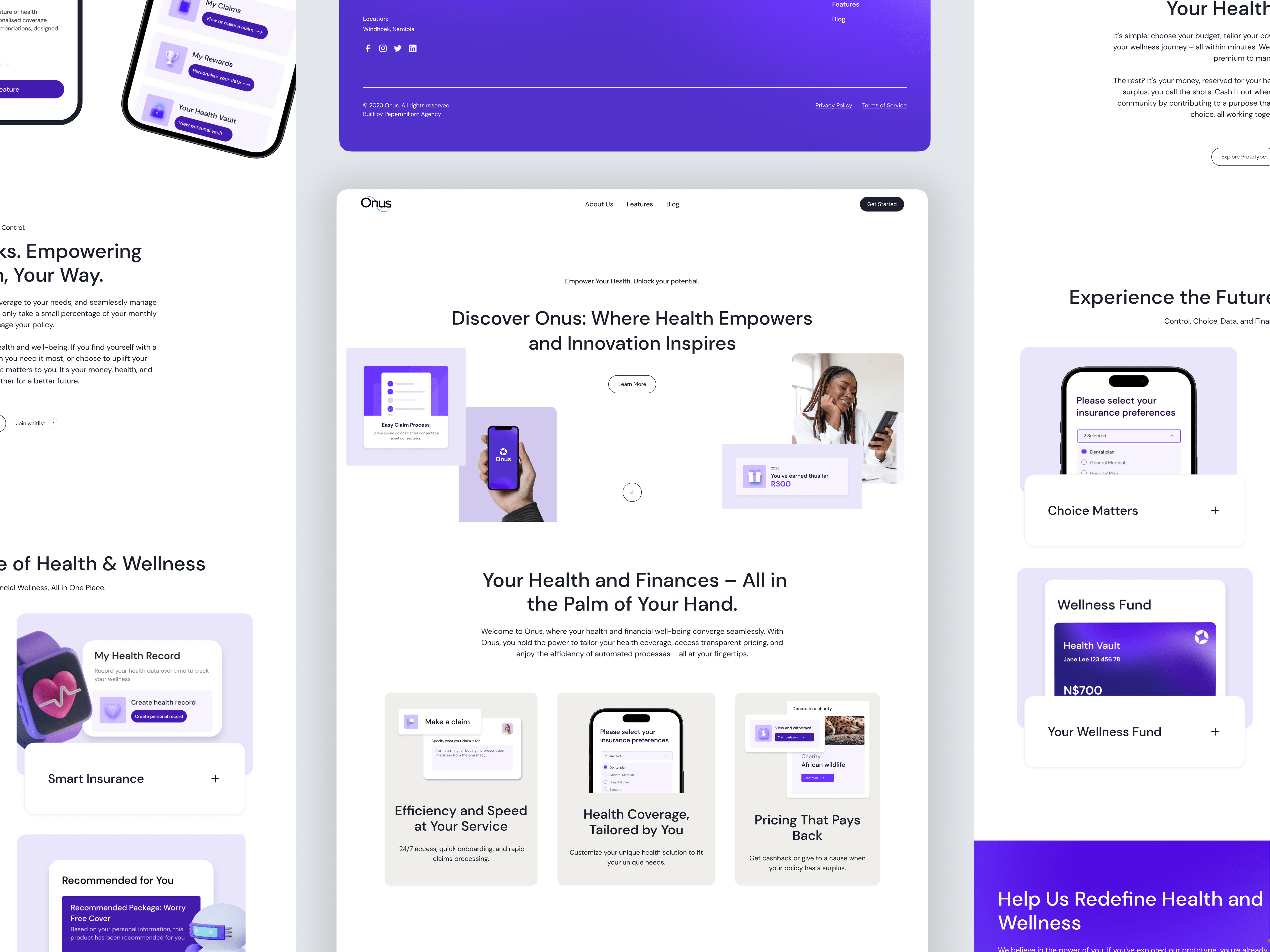 Onus Insure design development figma insurance website ui ux web design webflow design