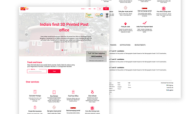 Relayouting India post website. government services india post relayout ui web design