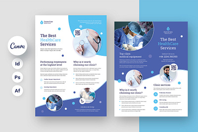 Doctor Care Flyer Canva InDesign Photoshop Print Template canva editable canva template doctor care flyer flyer flyer design flyer print template flyer template graphic design health care flyer hospital flyer indesign flyer indesign template medical flyer template medicine design medicine flyer pharmacy flyer photoshop template print template printable qr code