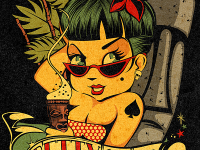 BETTY COOL COCKTAIL betty cool branding david vicente design digital art exotica illustration inking kustom kulture logo mug nft pin up tiki