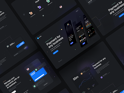 Elite - Landing Page UI Kit bank clean dark dark theme figma figma source file fintech landing landing page minimal mobile mockup ui ui design ui design kit ux ux design web web design website template