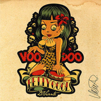 VOODOO BETTY COOL betty cool branding david vicente design digital art illustration inking kustom kulture logo nft pin up