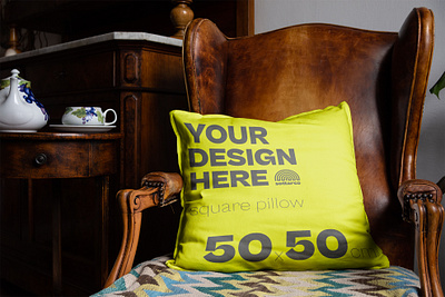 Pillow Mockup 02 armchair graphic design mockup mockups oldstyle pillow vintage