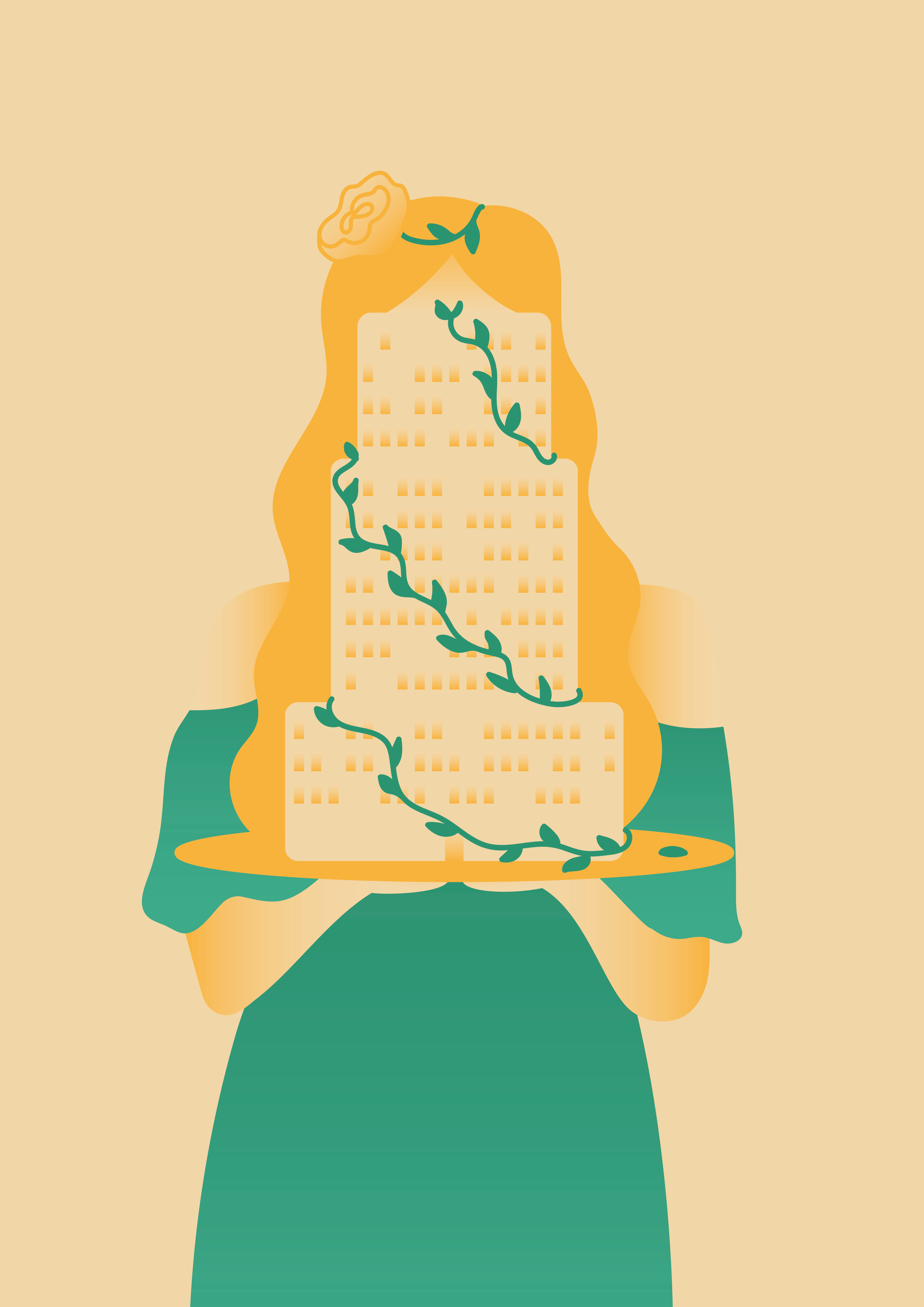 Reconnecting with Nature building eco graphic design illustration minimalistic nature portrait sustainability vector woman