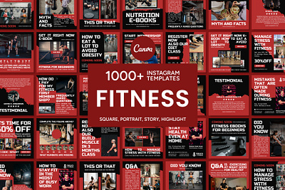 Fitness Social Media Template 3d animation branding canva bundle canva pack canva template cardio design fitness graphic design instagram bundle instagram pack instagram template logo social media bundle social media pack social media template workout yoga zumba