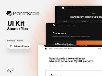 Make PlanetScale UI your own branding database design editable figma free kit mockup mysql planetscale platform redesign software template ui ui kit ui ux web design website workspace