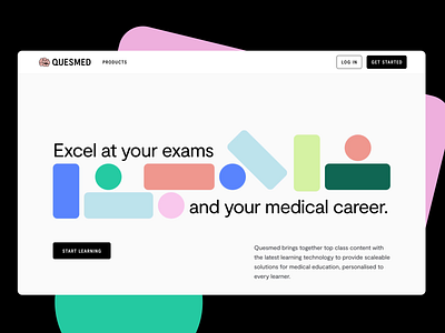 Quesmed: Digital Learning Platform for Medical Education animation branding clean design doctor edtech education edutech healthcare interaction design landing page learning medicine platform scroll simple student ui ux website