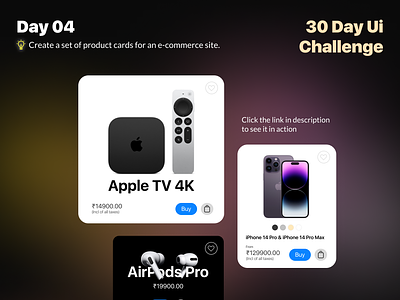 Day 04 E-commerce Product cards 3d animation app branding design figma graphic design illustration logo ui uiux design ux ux design india vector