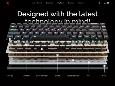 Meteor Keyboard Design 3d design 3d modeling 3d motion animation blender dark keyboard keyboard design landing page landing page design product design web design