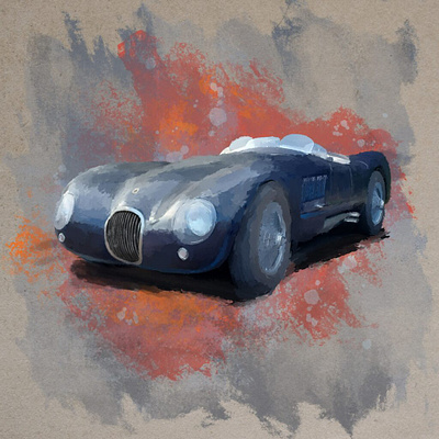 Digital painting of a classic Jaguar car art cart artwork digital art digital painting jaguar procreate procreate painting