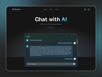 Aichatter - Chat with AI | Website | Artificial Intelligence ai ai chat ai design ai platform ai tool animation apen chat artificial intellect bot branding chat chat bot clean design graphic design open ai popular system ui ui design