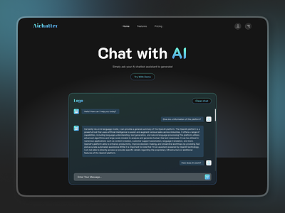 Aichatter - Chat with AI | Website | Artificial Intelligence ai ai chat ai design ai platform ai tool animation apen chat artificial intellect bot branding chat chat bot clean design graphic design open ai popular system ui ui design