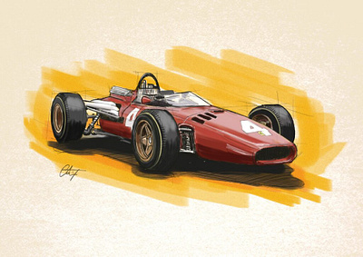 Digital sketch of a 60's Ferrari Grand Prix car car art car painting digital art digital painting digital sketch ferrari grand prix procreate procreate painting sketch