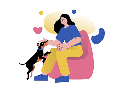 Therapeutic 2d animal animaltherapy animation calm companions concepts design flat illustration journey man motion paw pet therapeutic therapeuticbond woman