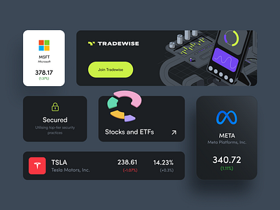 Investment App - UI Components app banking components crypto dark theme fintech forex investing investment landing page stocks ui ux