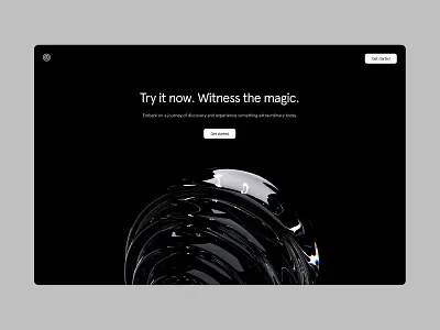 Landing page, creative platform branding clean ui creative dark ui design fonts get started glass object inspiration interaction landing page layout minimal minimalism nft object presentation typography ui ux