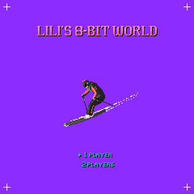 Skiing Lili game character design pixel art ski